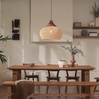 Luminaire suspendu en rotin tressé créatif, style d'Asie du Sud-Est, pour salons/salles à manger