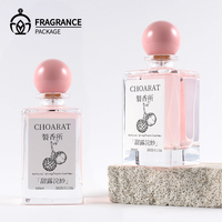 Vente en gros de flacons de parfum de luxe pour femmes, 100 ml, flacon de parfum en verre transparent élégant rose, flacon de parfum carré avec emballage