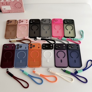 Funda Transparente Simple con Correa de Muñeca Mate Skin Touch para <span class=keywords><strong>iPhone</strong></span> 11 <span class=keywords><strong>12</strong></span> 13 14 15 16 17 18 Pro Max, Carga Inalámbrica, Magnética, Delgada - Product Image 1