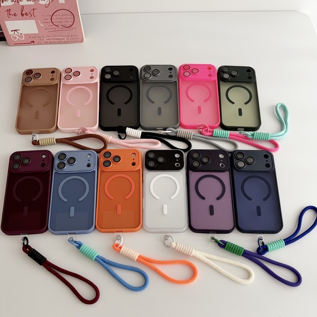 Skin Touch Matte Wrist Strap Simple Clear Case for iPhone 11 12 13 14 15 16 17 18 Pro Max Wireless Charging Magnetic Slim Cover