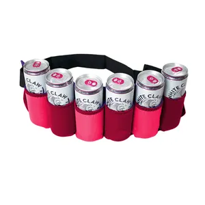 Cinturón enfriador de latas de neopreno con capacidad para 6 bebidas Paquete Cintura Cinturón de cerveza Bolsa Soporte para latas de bebidas Correa ajustable Cintura Botella de cerveza Beve