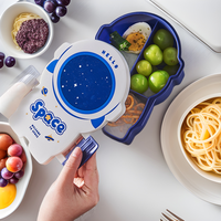 Boîte à lunch compartimentée pour enfant, motif astronaute de dessin animé, pour écolier, étudiant, ou employé de bureau