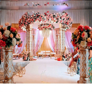 มณฑปทรงกลมสามเสา ดีไซน์หรูหราสไตล์ราชวัสดา ทำจากไฟเบอร์คุณภาพสูง เหมาะสำหรับงานแต่งงานในสถานที่สำคัญ - Product Image 1