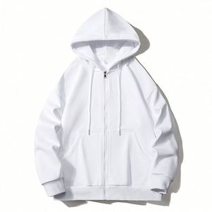 Sweat à capuche unisexe en coton épais de luxe 350 g/m² avec fermeture éclair intégrale, en molleton bouclette, vierge, personnalisable avec logo, pour hommes - Product Image 5