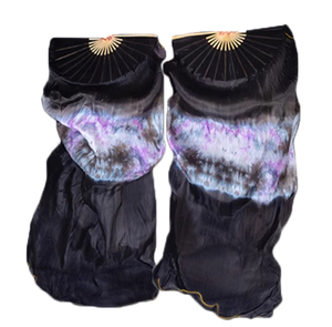 Abanicos de Seda de Bambú Largos Plegables Teñidos a Mano con Velo, Elegantes Accesorios de <span class=keywords><strong>Danza</strong></span> para <span class=keywords><strong>Clases</strong></span> y Ejercicios de <span class=keywords><strong>Danza</strong></span> <span class=keywords><strong>del</strong></span> <span class=keywords><strong>Vientre</strong></span> - Product Image 4