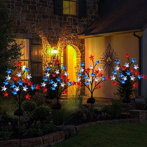 Le festival de la fête de l'indépendance des États-Unis branche d'arbre à énergie solaire montée au sol rouge bleu blanc étoile à <span class=keywords><strong>cinq</strong></span> branches lumières décoratives - Product Image 5