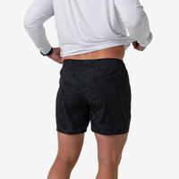 Shorts de bain mi-taille pour homme avec logo personnalisé, double couche, pour entraînement, sport, fitness, gym, course, plage, surf, natation, noir camouflage