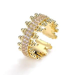 RAKOL RP5110 Double Couche Zircon Ouvert Bijoux en Or 14k Bague Ajustable pour Femmes - Product Image 1