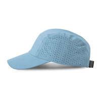 Gorra de Béisbol de 5 Paneles para Hombre, de Secado Rápido, Ligera, Azul, con Recorte Láser, Transpirable, Ajustable Lateralmente, para Deportes y Protección Solar