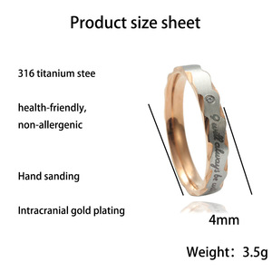 Titanium Steel <b>Couple</b> <b>Ring</b> Letter Engraved Wedding Band Unisex Stainless Steel Jewelry 23009 - Product Image 4