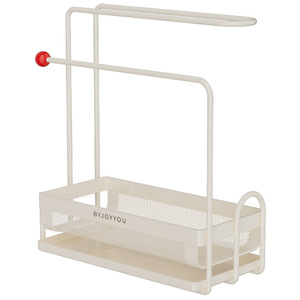 <span class=keywords><strong>Portasciugamani</strong></span> doppio in metallo da appoggio, non pieghevole, <span class=keywords><strong>per</strong></span> lavello da cucina, con scarico e portaoggetti, senza installazione - Product Image 6