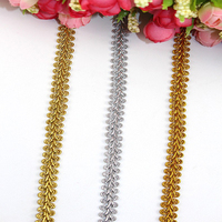 Accessoires vestimentaires : Garniture métallique, Ruban de dentelle, Tresse, Dentelle cercle centipède argentée et dorée, Garniture tissée