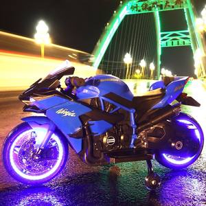 Motor Sepeda Listrik Plastik Kawasaki H2 untuk Anak Usia <span class=keywords><strong>2</strong></span> hingga 4 Tahun, Mainan Kendaraan Roda Dua Bertenaga Baterai dengan Remote Control - Product Image 3