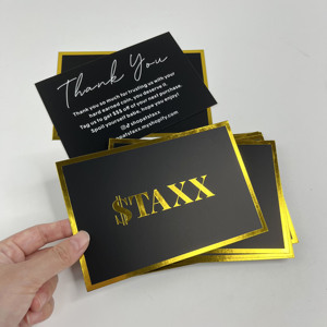 Custom Matte Black Thank You <b>Cards</b> Gold Foil Border Hot Stamping Logo Luxury Paper Apparel Boutique <b>Gift</b> Greeting <b>Cards</b> - Product Image 5