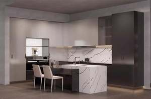 SANTOPOVA, armoires de cuisine modernes et élégantes, fournies par l'usine, ensemble modulaire en PVC blanc, assemblage à domicile, design en bois HDF - Product Image 2