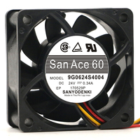SANYO 9G0624S4004 DC24V 0.34A 60*60*25MM 6025 6CM Bantalan Bola Asli 4-kawat Kontrol Suhu Listrik Plastik Tanpa Sikat