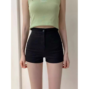 กางเกงขาสั้นผ้ายีนส์รัดรูปสีดำเอวสูงสำหรับผู้หญิงกางเกงขาสั้นสั้นสุดฮิตสำหรับเด็กผู้หญิงแนวอินเทอร์เน็ตสไตล์ใหม่ฤดูร้อน2025 - Product Image 1