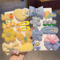 Épingle à cheveux fleur amour pour enfants 9 pièces/ensemble épingle à cheveux mignonne en peluche nouvelles filles bébé frange épingle à cheveux Plaid papillon pince à cheveux casque