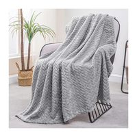 Jeté en flanelle brossée douce BORA, orange brûlé, couvertures en polaire à motif chevron pour canapé, fauteuil, divan
