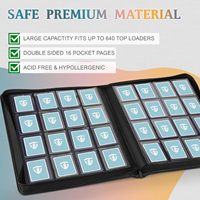 16 pochettes pour classeur, capacité 640 étuis rigides 3x4, collection de cartes, 20 pages recto-verso compatibles