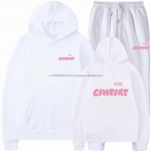 Sweat-shirts à capuche pour femmes de qualité supérieure, ensembles streetwear, logo personnalisé, ensemble blanc pour hommes - Product Image 4