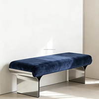 Banc en acier inoxydable minimaliste italien pour salon, chambre à coucher, espace à chaussures ou table d'appoint