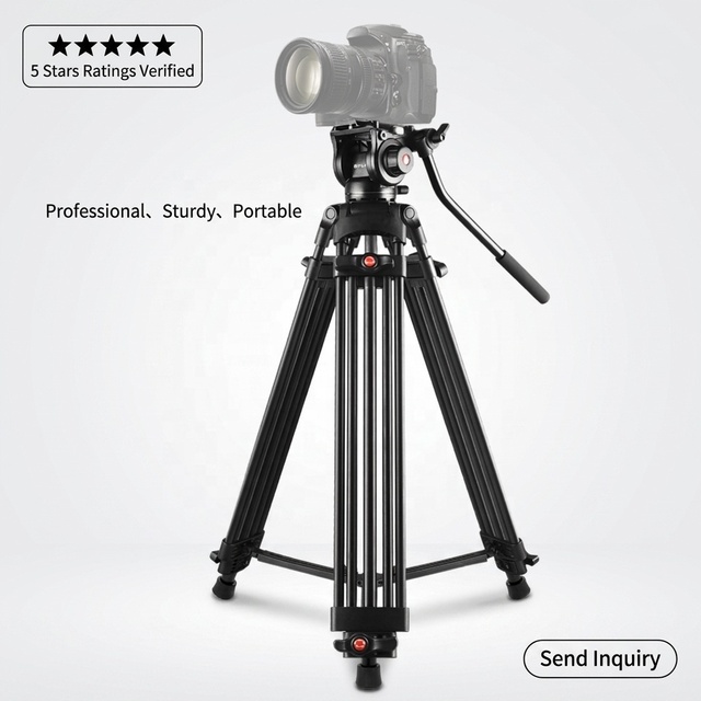 PULUZ Professional Heavy Duty Portable DSLR Camera Tripod Aluminum Video Camcorder Gimbal With Fluid Drag Head for Photo Studio