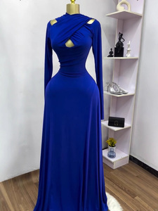 Nouvelle <span class=keywords><strong>robe</strong></span> longue en tulle à manches longues, au design fluide, offrant un effet amincissant et une grande élasticité - Product Image 5