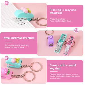 Mini Engrapadora con Forma de Fruta 3D, Uva, Durazno, Limón, Llavero, Engrapadora <span class=keywords><strong>Pequeña</strong></span> Portátil para la Escuela, Oficina, Estudiantes, Papelería, Regalo - Product Image 4