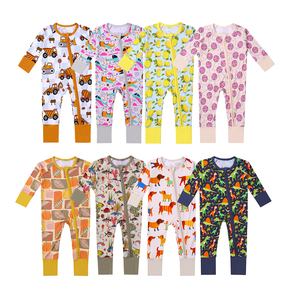 <span class=keywords><strong>Pijama</strong></span> de bambú con patrón de pelele para recién nacido, con cremallera bidireccional, cuello redondo, tejido de punto, ropa de dormir, pelele, body para bebé, bajo MOQ, ODM - Product Image 2