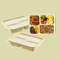 Barquettes et assiettes jetables en amidon de maïs de qualité alimentaire avec couvercle - Contenants alimentaires biodégradables respectueux de l'environnement