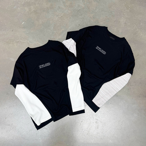 เสื้อยืดแขนยาวสองชั้นลายทางผ้าฝ้าย 100% ไซส์ใหญ่พิเศษ ดีไซน์จากโรงงานเสื้อผ้าบุรุษ สวมใส่สบายๆ - Product Image 1