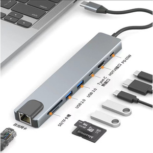 Type C <b>Hub</b> 8 In 1 Aluminum Alloy With Hdmi 2.0 <b>Usb</b> 3.0 Sd Card Reader For Laptop Computer - Product Image 2
