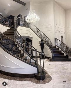 High-End di lusso su misura di Design moderno per interni scala a chiocciola in ferro battuto in metallo curvo scale con ringhiera in vetro per ville - Product Image 5