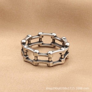 yunnique Bicycle Chain <b>Ring</b> Retro Silver Men's Geometric Jewelry Gift - Product Image 2