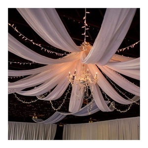 Flor de gasa blanca fotografía boda Iglesia tensión tela fiesta telones de fondo soporte decoración techo cortinas eventos - Product Image 1