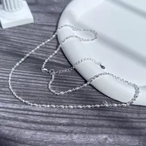 Fabrieksgroothandel 925 <span class=keywords><strong>Sterling</strong></span> Zilver 18K Goud verguld choker ketting 2mm patroon kralenketting glanzende verlovings- trouwjuwelen - Product Image 1