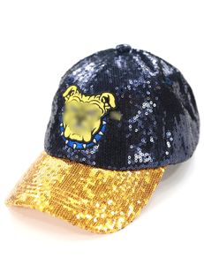 Gorras de béisbol de lentejuelas brillantes hechas a mano para mujer Gameday Sports Team logo Blue Bills Sequin Hats University BCU DSU EWU Gorras de lentejuelas - Product Image 3