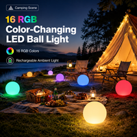 COOLQING Lampe LED sphérique de décoration de Noël et de festival, 15 cm, RGB, 16 couleurs changeantes, télécommande, stock USA, pour jardin intérieur