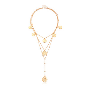Pendentif rond en alliage multicouche transfrontalier européen et américain Long collier pour femmes mode rétro personnalité nouveau style - Product Image 6