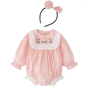 2024 ropa de bebé niña Fanny traje onesie Rosa triángulo escalada vestido niñas vestido Ha ropa