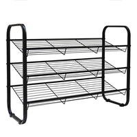 Étagère à chaussures empilable à 3 niveaux Étagère à chaussures empilable coudée Étagère de rangement de chaussures en maille métallique pour la maison