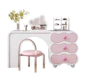 Coiffeuse en bois massif laqué, pour chambre à coucher, style moderne et épuré pour petit appartement, coiffeuse de chevet - Product Image 1