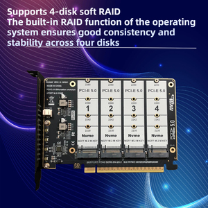 Tarjeta de Expansión TISHRIC PCIE 5.0 X16 NVME M.2 <span class=keywords><strong>MKEY</strong></span> SSD RAID, Adaptador de Matriz SSD de 4 Bahías, 128Gbps, para Placa Base, Compatible con SSD 2230/42/60/80 - Product Image 4