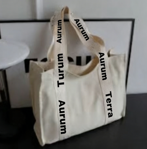 Brand Custom <b>Strap</b> with High-quality Embroidery Printing logo 100% Canvas Cotton Large cloth bag Canvas Tote Bag - Product Image 3