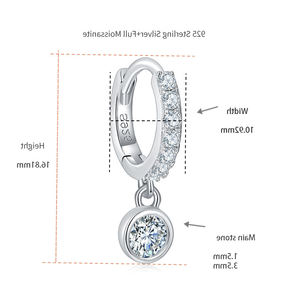 Pendientes de Aro Redondos de Plata de Ley 925 Rui Zun, Diseño Simple de 3.5mm, Forma de Burbuja Pequeña con Moissanita de Corte Esmeralda, Joyería de Silicona - Product Image 6