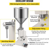 Machine de remplissage semi-automatique pneumatique YK A02 5-50ml en acier inoxydable avec moteur, petite échelle, à pédale, pour bouteilles en verre, sachets et pâtes