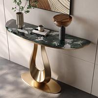 Table d'appoint murale semi-circulaire en marbre faite à la main, style luxe léger haut de gamme, console d'entrée moderne et artistique pour villa