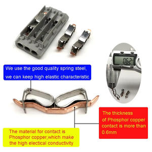 Divisor de Cable Eléctrico Rápido de 3 <span class=keywords><strong>V</strong></span>ías, Terminales de Cobre, Conectores Macho/Hembra de PC/Nylon, Diseño de Palanca a Presión, Adaptador en T - Product Image 4