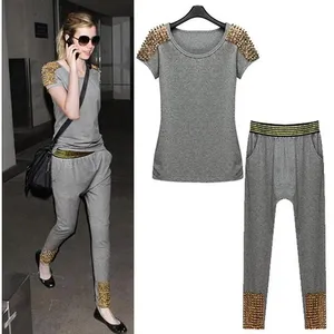 fashion design 2 pieces set women clothes popular fashion top and pant set for lady OC228